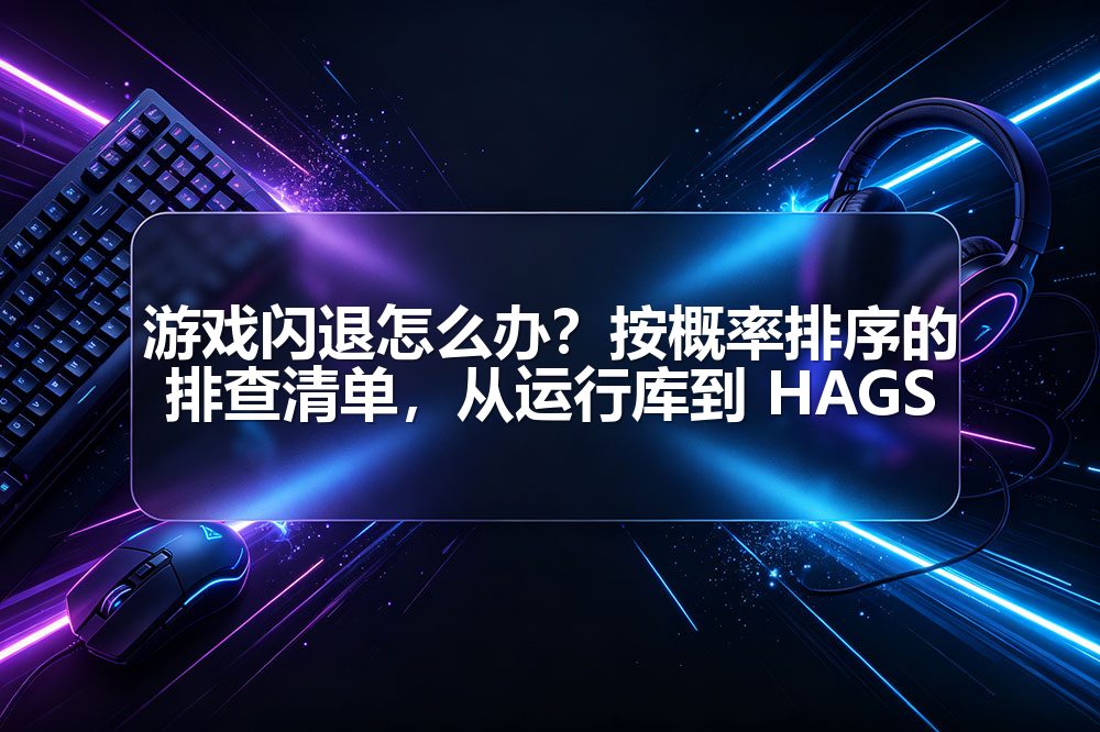 游戏闪退怎么办？按概率排序的排查清单，从运行库到 HAGS
