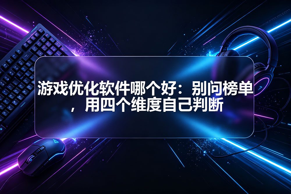 游戏优化软件哪个好:别问榜单,用四个维度自己判断