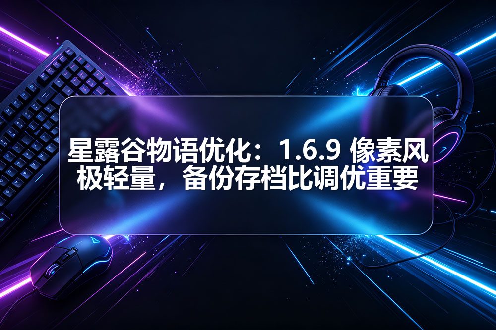 星露谷物语优化:1.6.9 像素风极轻量,备份存档比调优重要