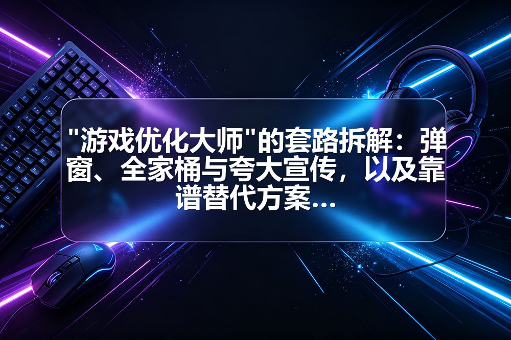 "游戏优化大师"的套路拆解:弹窗、全家桶与夸大宣传,以及靠谱替代方案